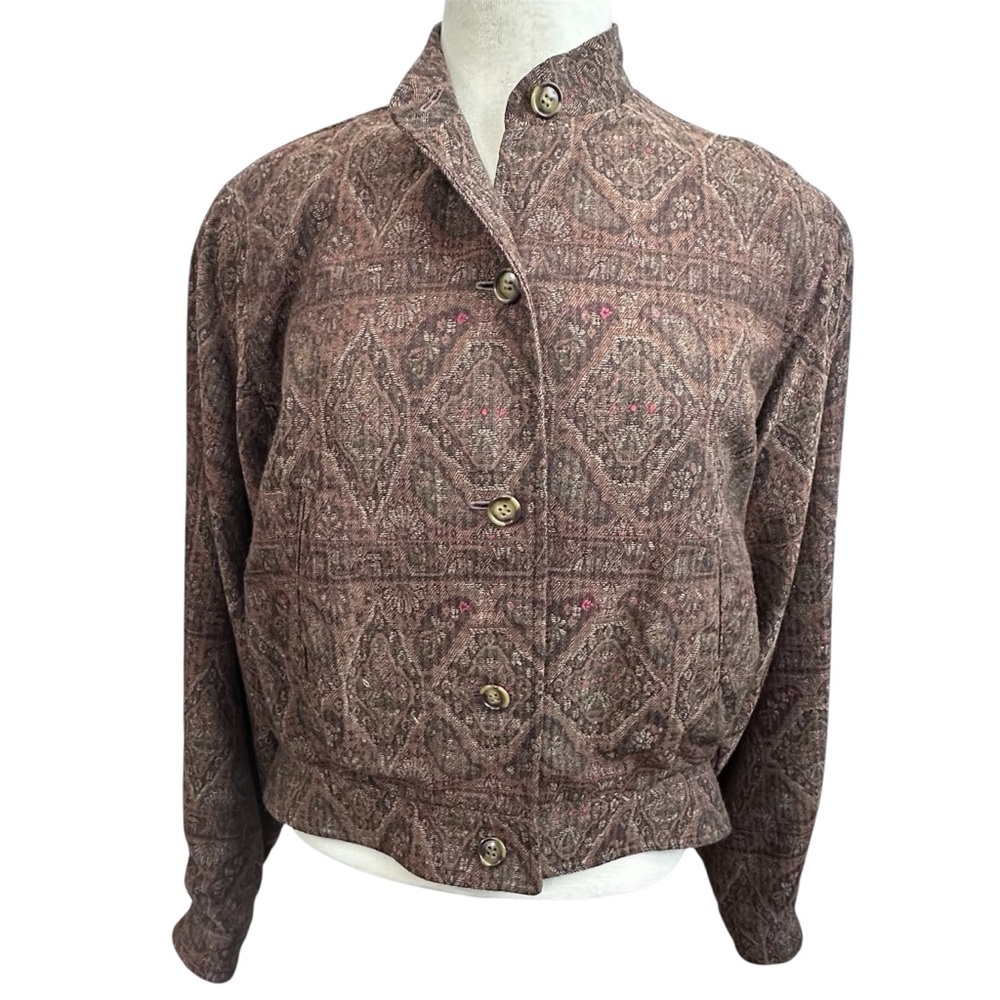 60s John Hogan Vintage Tapestry Bomber Jacket Coat Womens 12